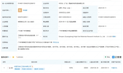 中國石化成立高端材料研究院，注冊資本3億元聚焦工程和技術研究與試驗發(fā)展